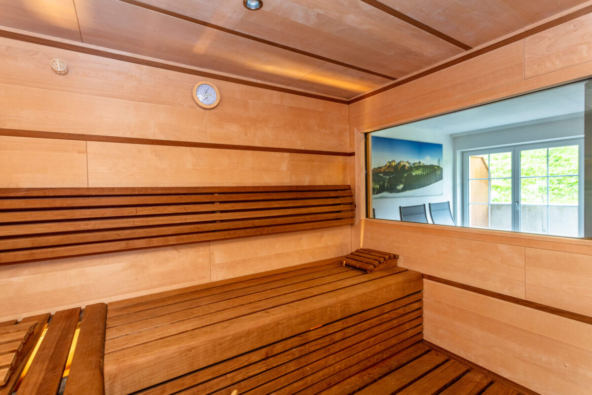 Wellness area. Sauna from inside